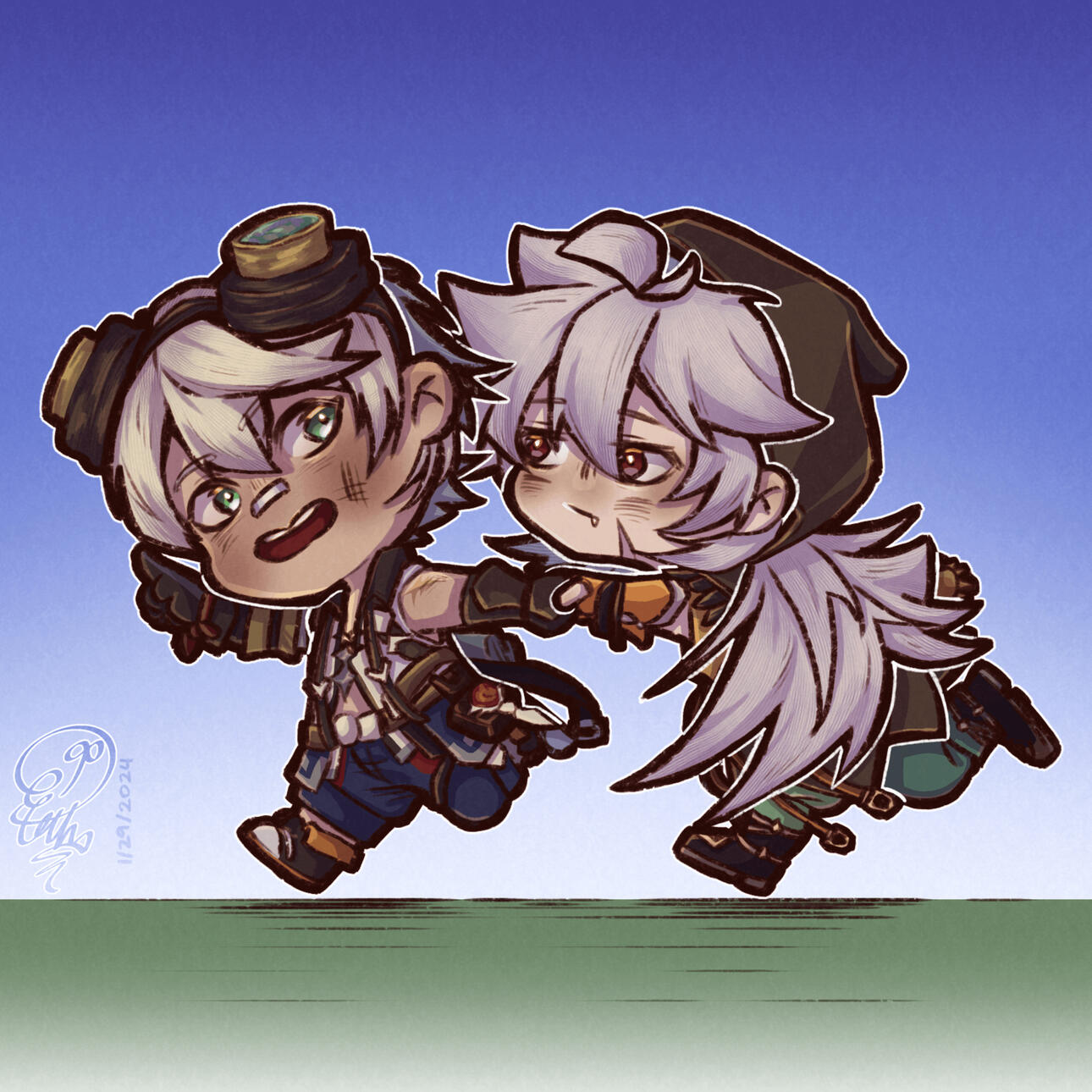 Genshin Impact Chibi Razor and Bennet